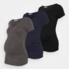 3 Pack - T-Shirt Print - Black /Dark Grey/Dark Blue -Anna Field Winkel 29679c257fe941b2b6b2b1cdb4e7f000
