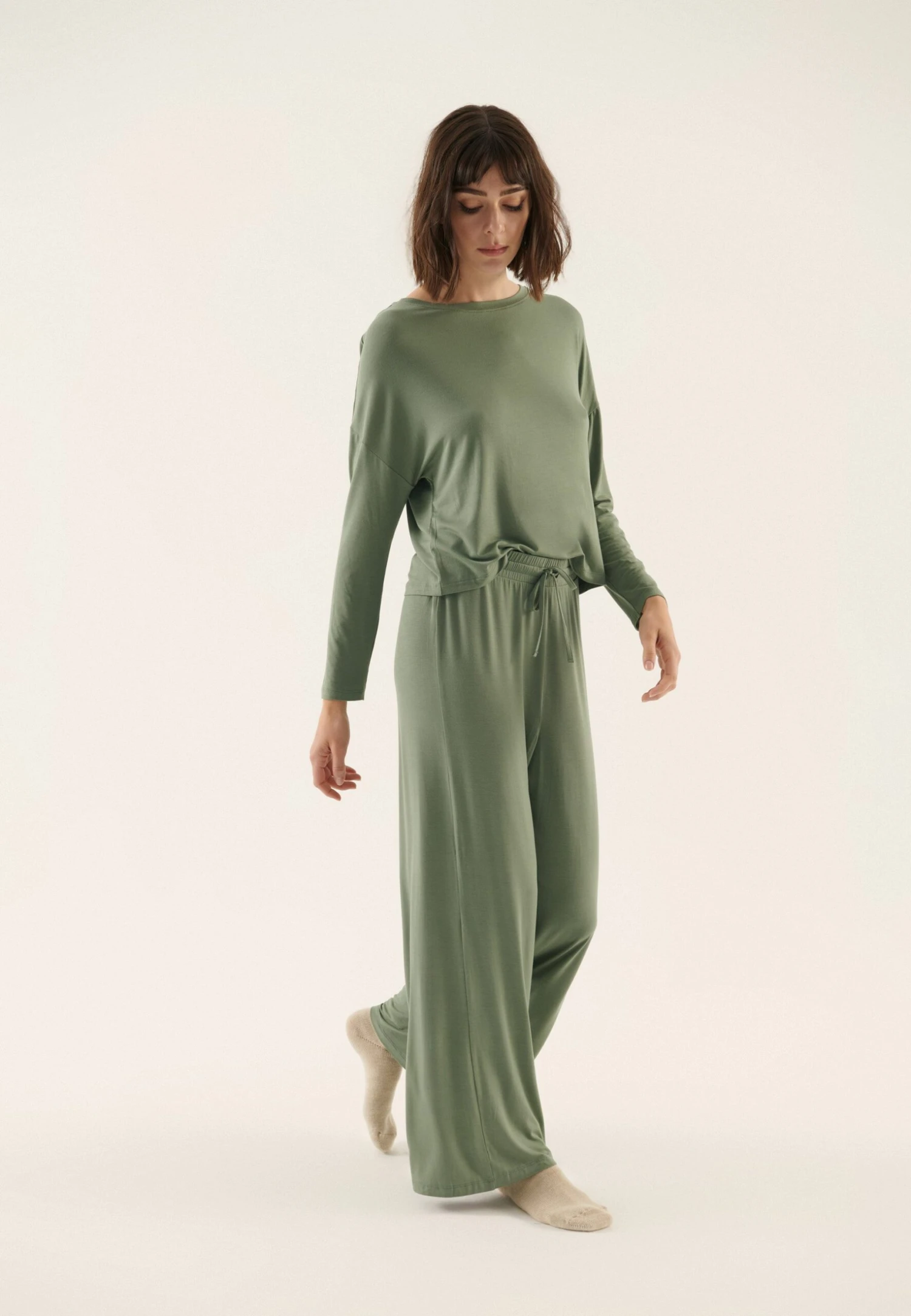 Anna Field Wide Leg - Pyjama - Khaki 6 Anna Field Wide Leg - Pyjama - Khaki - Afbeelding 4