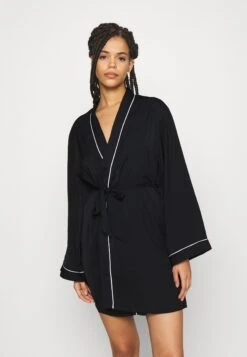 Anna Field Amanda Satin Dressing Gown - Badjas - Black